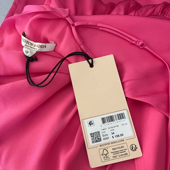 Scotch & Soda Size 34 XS Pink Satin Spaghetti Straps V Neck Racerback Jumpsuit - Picture 14 of 14